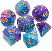 CREEBUY DND Dice Set Lake Blue Purple RPG Dice for Dungeon and Dragons D&D Role Playing Games Board Games Polyhedral Glitter Dice