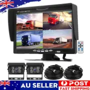 9" QUAD SPLIT MONITOR SCREEN REVERSING BACKUP CCD CAMERA SYSTEM FOR BUS TRUCK RV