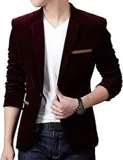 [DGHM-JLMY] Men's Corduroy Casual Sport Coat Jacket One Button Lightweight Sport Coats Suit Notch Lapel Tux Dress for Dinner