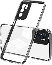 [XINYEXIN] Transparent Case for Oppo A16 / Oppo A16s / Oppo A54s, Coloured Edge Mobile Phone Case, TPU + PC Bumper Shockproof Scratch-Resistant Protective Case Crystal Clear Case Cover - Black
