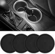 Car Cup Coaster, 4PCS Universal Non-Slip Cup Holders Embedded in Ornaments Coaster, Car Interior Accessories, Black