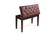 Melodic Luxury Piano Keyboard Stool Bench Chair with Faux Leather Seat and Storage Compartment Walnut