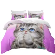 Adorable Kitten Begs for Love Cute Cats Painting Quilt Cover