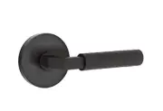Emtek Select Privacy, Disk Rosette, L-Square Stem, Hammered Handle US19 LH