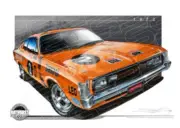 Bathurst Legends 1972 VAILIANT R/T E49 CHARGER LEO GEOGHEGAN A2 FRAMED PRINT (B0