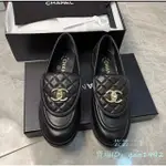 二手精品 CHANEL 香奈兒 LOAFERS 黑色 菱格紋 經典雙C LOGO 樂福鞋 小皮鞋 G38048