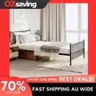 Metal Bed Frame King Size Black Steel Sturdy Storage Headboard 107x203 0878
