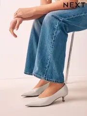 Bone Standard/Wide Fit Forever Comfort® Point Toe Low Kitten Heels (AT2408) | $54