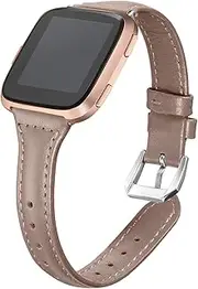 [bayite] Bands Compatible with Fitbit Versa 2 / Fitbit Versa Lite/Fitbit Versa, Slim Genuine Leather Band Replacement Accessories Strap Women