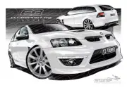 HSV Wagon E3 TOURER WAGON HERON WHITE A2 FRAMED PRINT (V342)