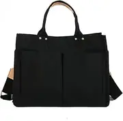 [outret] Canvas Bag with Handle,Large Capacity Messenger Bag,Tote Purse Reusable Shoulder Bag (Black)