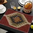 Jute Placemat Farm House Table Top Place Mat Kilim Geometric Handwoven Mat 6 Pcs