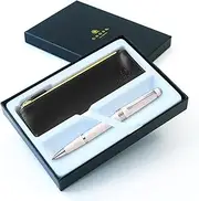 Cross Bailey Light Rollerball Pen in White with Chrome Trim Presented in Luxury Gift box and Black Zipped Case