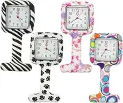 [LIFKOME] 4pcs Silicone Pocket Watch Square Watch Nurse Watch Fob Nurse Clip on Watch Fob Watch Digital Fob Watches for Nurses Nursing Watch Hanging Fob Watch Male Fob Watch Women
