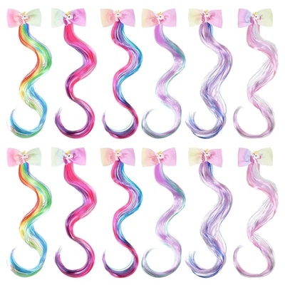 12 Pieces Unicorn Hair Clips Princess Curly Hair Extensions Unicorn Hair Accesso