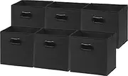SimpleHouseware 11 Inch Foldable Storage Cubes with Handle, 6 Pack, Black