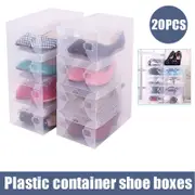 OZNALA 20X Shoe Storage Transparent Box Foldable Stackable Case Plastic Portable Clear