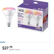 5 New in Box 2 Packs Wiz Smart Bulb 65w Eq LED 7.2w 650 Lumens BR30Wi-Fi16 Color