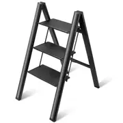 3 Step Folding Ladder Lightweight,Aluminum Step Stools for Household, Office, Painting