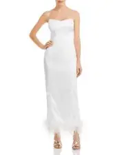 Aqua x Maeve L49910 Womens White Reilly Bustier Feather Trim Dress Size XS