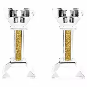 Crystal Candlesticks with Crushed Gemstones