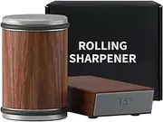 Rolling Knife Sharpener with Diamond, Knife Sharpener Set with 15 and 20 Degree Sharpening for Kitchen Knives, Chef's Knife Sets, Scissors