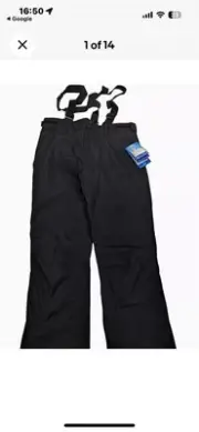Kids Arctic Snow Pants Bibs Black XXL Wind Water Proof Ski Sled Breathable