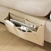 [MINGKAI] Felt Hanging Storage Bag Bedside Bed Pouch Desk Bag Storage Organizer for All kinds of Daily Accessories Bed Holder Pockets (Beige)
