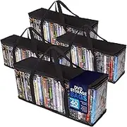 Besti Premium Quality Home DVD Storage Bags (4-Pack) Holds 80 Total Movies or Video Games, Blu-ray, | Convenient Travel Case for Media | Stackable, Easy to Carry