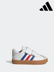 adidas White Cream VL Court 3.0 Hook and Loop Trainers (E40344) | $69