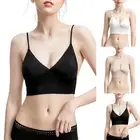 Women's Low Back Bra Lace Glossy U Shape Backless Bra 38B Black Breathable Plus