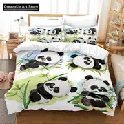 a3024 Bed Sheets Cute Panda Bedding Set Duvet Cover Bed Set Quilt Cover Boys Adult Home Textile Decor3-Piece Bedding Set (1 Duvet Cover + 2 Pillow S