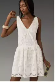 By Anthropologie Sleeveless V-Neck Lace Swing Mini Dress M new with tag nwt