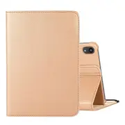 For iPad mini 6 Case,360 Rotating Lychee Flip PU Leather Case, Holder, Gold