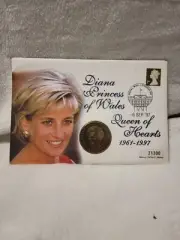 1997 Diana Pri Cess Of Wales, Queen Of Hearts Medal Cover- Mercury Coin
