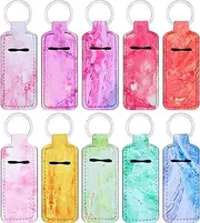 [Blulu] 10 Color Marble Chapstick Holder Keychain Clip-on Lip Balm Holder Sleeve Pouch