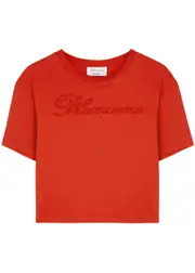 Blumarine Logo-embellished Cotton T-shirt - Red - XS (UK6 / XS) XS (UK6 / XS)
