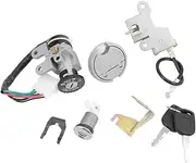 Motorcycle Full Lock Ignition Switch 5 Wire Scooter Ignition Switch with Keys Kit Fit for Moped Fit for GY6 49cc 50cc Scooter Roketa
