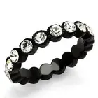Women's Ring Band, Eternity Stackable, Simulated Crystal, Stainless Steel Black-