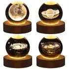 Galaxy Ball Night Lamp Wooden Base Galaxy Crystal Ball Lamp USB LED Night Light