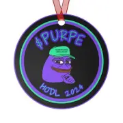 PURPE Purple Pepe Crypto Coin Christmas Tree Ornament Gift Stocking Stuffer
