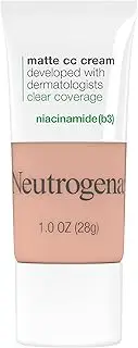 Neutrogena Clear Coverage Flawless Matte CC Cream, Full-Coverage Color Correcting Cream Face Makeup with Niacinamide (b3), Oil-, Fragrance-, Paraben- & Phthalate-Free, Cool Beige 2.5, 1 oz