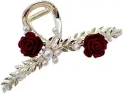 Gatuida Metal Claw Clips for Women Flower Hair Claw Clip Pearl Vintage Style for Long Hair