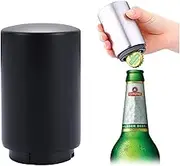 Beer Bottle Opener with Magnetic Cap Catcher, Push Down Bottle Cap Opener (New Version) (Black)