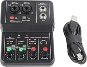 Audio Mixer, 2 Channel Sound Mixer, Portable USB Mini Sound Board Console 48V Phantom Power USB Interface DJ Mixing for Home Karaoke, Music Recording, Live Streaming, Podcasting