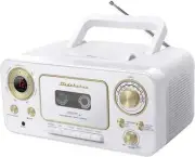 Studebaker Retro Stereo with CD Cassette & Radio - White/Gold Color