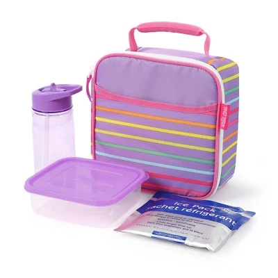 Arctic Zone Stripes Insulated Lunch Bag w/ BPA Free Bottle Container Ice Pack