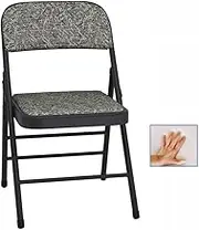 Folding Chairs Padded, Kitchen Chair Fabric Seat with Backrest, Indoor Outdoor Seat for Home Office Events Wedding Party(Black Precision)
