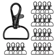 20 Pcs Black Lanyard Swivel Snap D Ring Hooks for Crafts and Purse