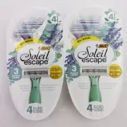 2 packs BIC Soleil Escape Womens Disposable Razors 3 Blade Razor Moisture Strip
